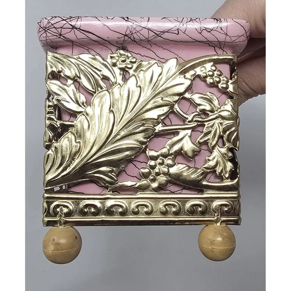 Vtg Hull MCM Pink Ceramic Footed Splatter Lines Mini Loaf Pan Trinket Dish 6